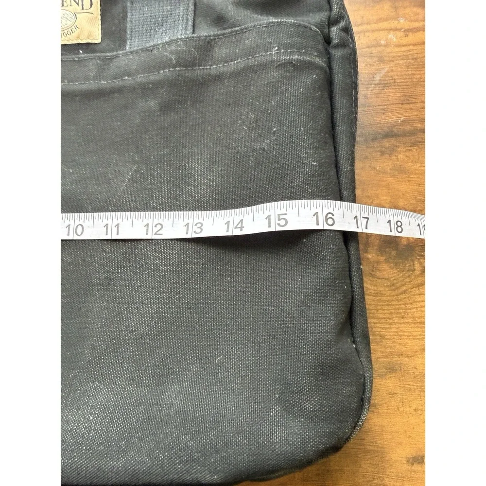 Lands' End Vintage Canvas Leather Square Rigger Bag Black Briefcase Adjustable